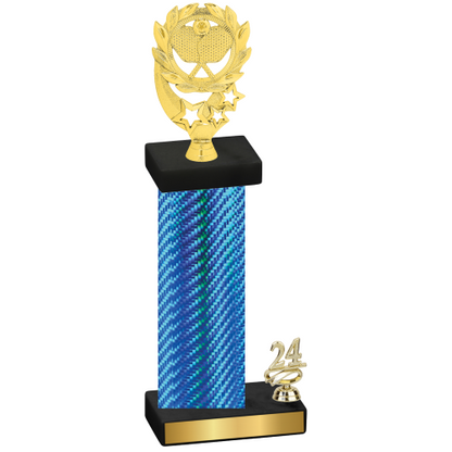 Accented Single Blue Carbon Fiber Year Pickleball Trophy