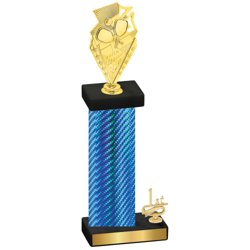 Accented Single Blue Carbon Fiber First Place Pickleball Trophy