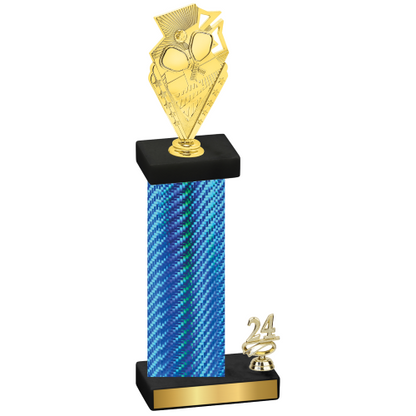 Accented Single Blue Carbon Fiber Year Pickleball Trophy