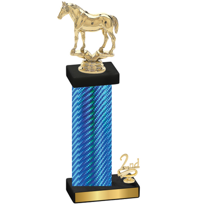 Accented Single Blue Carbon Fiber Second Place Horses Trophy