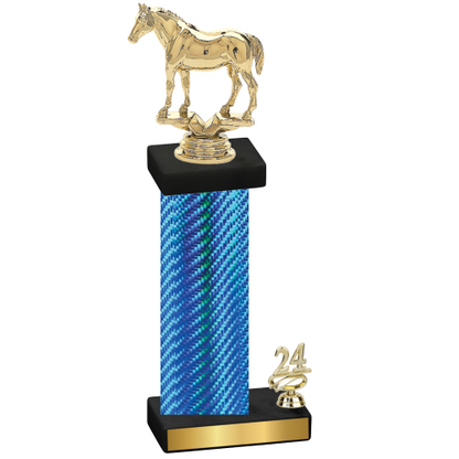 Accented Single Blue Carbon Fiber Year Horses Trophy