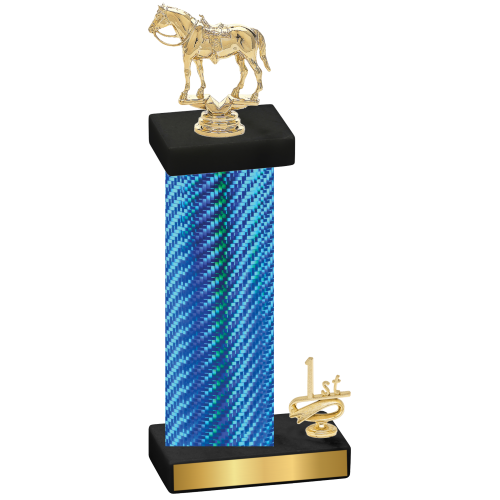 Accented Single Blue Carbon Fiber First Place Horses Trophy