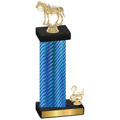 Accented Single Blue Carbon Fiber Second Place Horses Trophy