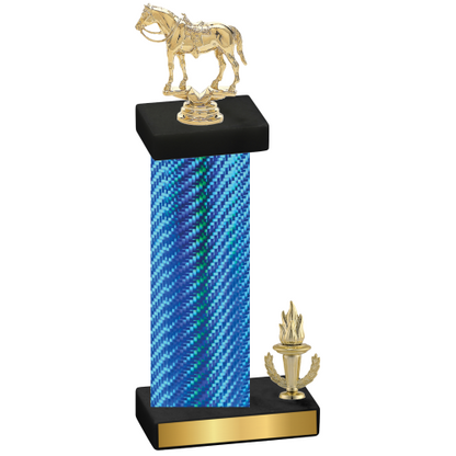 Accented Single Blue Carbon Fiber Victory Horses Trophy