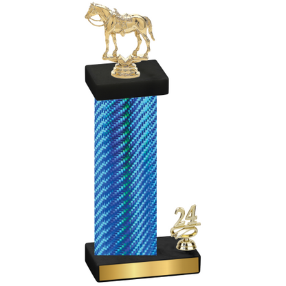 Accented Single Blue Carbon Fiber Year Horses Trophy