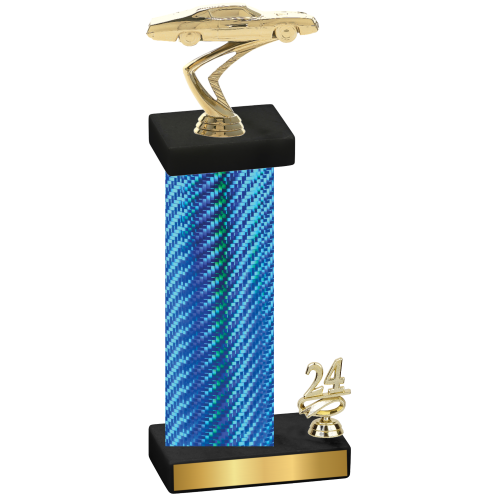 Accented Single Blue Carbon Fiber Year Cars Trophy