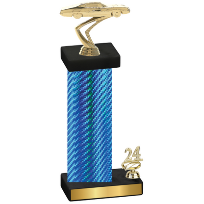 Accented Single Blue Carbon Fiber Year Cars Trophy