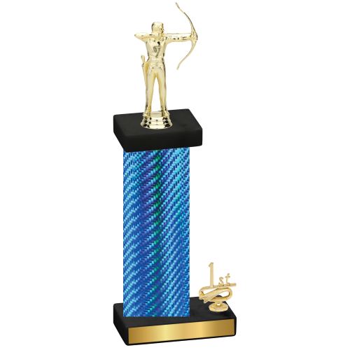 Accented Single Blue Carbon Fiber First Place Archery Trophy