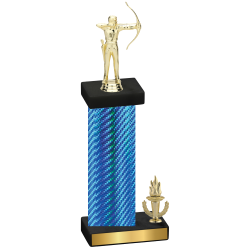 Accented Single Blue Carbon Fiber Victory Archery Trophy