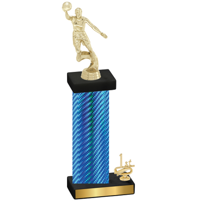 Accented Single Blue Carbon Fiber First Place Basketball Trophy