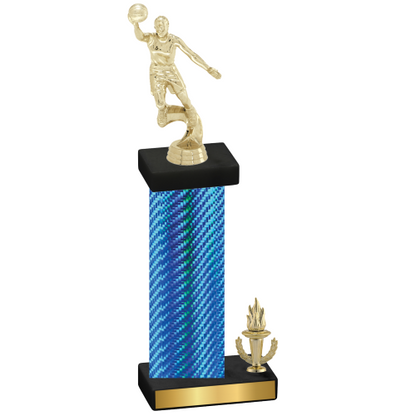 Accented Single Blue Carbon Fiber Victory Basketball Trophy