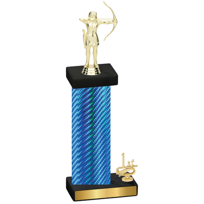 Accented Single Blue Carbon Fiber First Place Archery Trophy