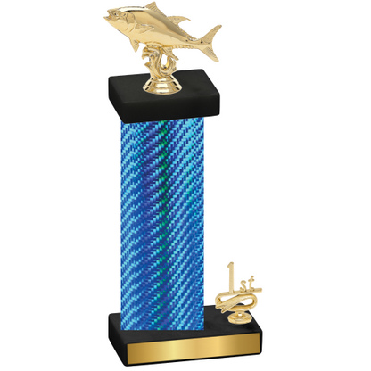 Accented Single Blue Carbon Fiber First Place Fishing Trophy