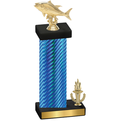 Accented Single Blue Carbon Fiber Victory Fishing Trophy