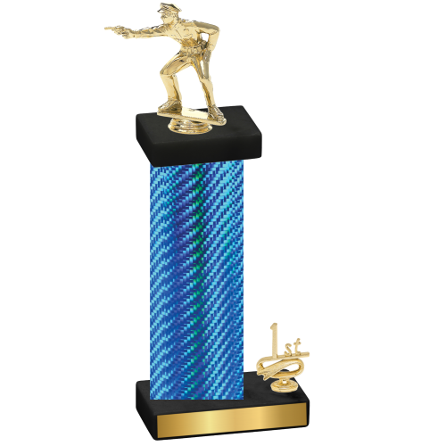 Accented Single Blue Carbon Fiber First Place Shooter Trophy