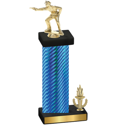 Accented Single Blue Carbon Fiber Victory Shooter Trophy