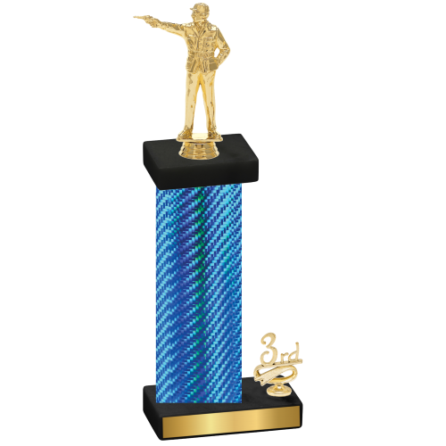 Accented Single Blue Carbon Fiber Third Place Shooter Trophy