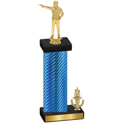 Accented Single Blue Carbon Fiber Victory Shooter Trophy