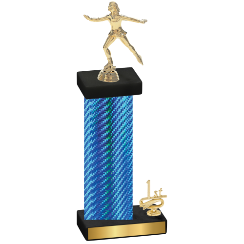 Accented Single Blue Carbon Fiber First Place Skater Trophy