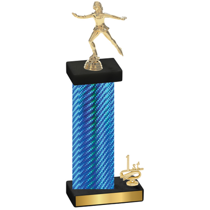 Accented Single Blue Carbon Fiber First Place Skater Trophy