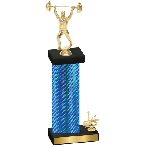 Accented Single Blue Carbon Fiber First Place Weights Trophy