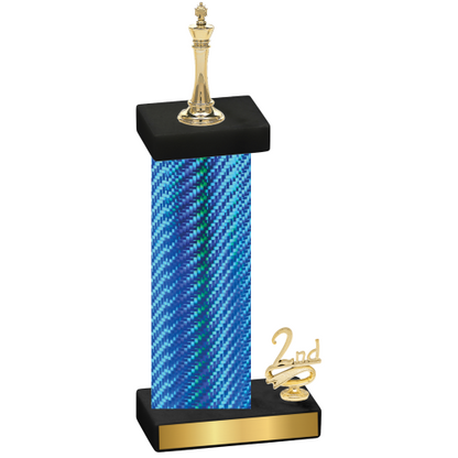 Accented Single Blue Carbon Fiber Second Place Chess Trophy