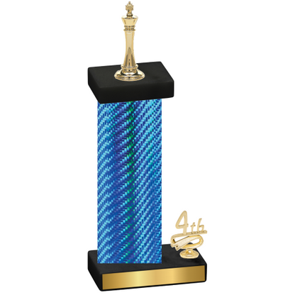 Accented Single Blue Carbon Fiber Fourth Place Chess Trophy