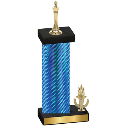 Accented Single Blue Carbon Fiber Victory Chess Trophy