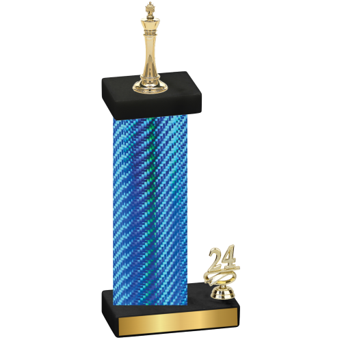 Accented Single Blue Carbon Fiber Year Chess Trophy