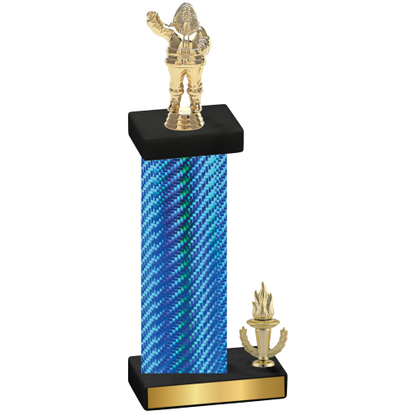 Accented Single Blue Carbon Fiber Victory Holiday Trophy