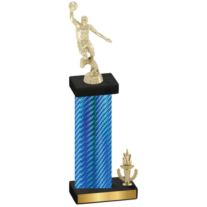 Accented Single Blue Carbon Fiber Victory Basketball Trophy