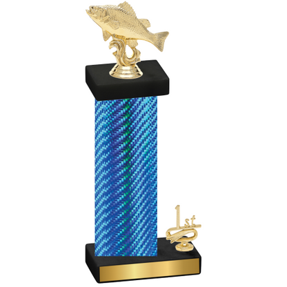 Accented Single Blue Carbon Fiber First Place Fishing Trophy