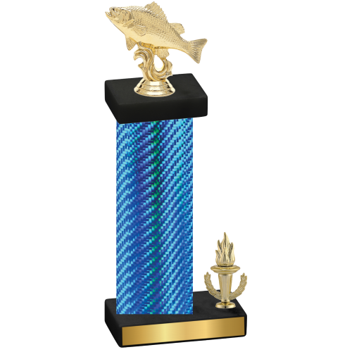 Accented Single Blue Carbon Fiber Victory Fishing Trophy