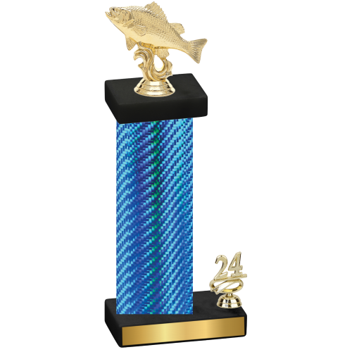 Accented Single Blue Carbon Fiber Year Fishing Trophy