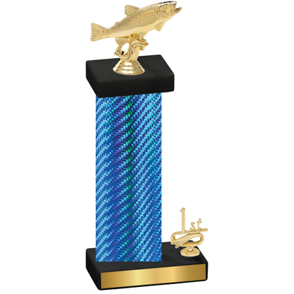 Accented Single Blue Carbon Fiber First Place Fishing Trophy