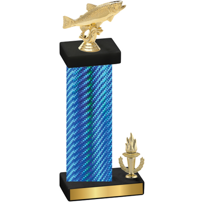 Accented Single Blue Carbon Fiber Victory Fishing Trophy