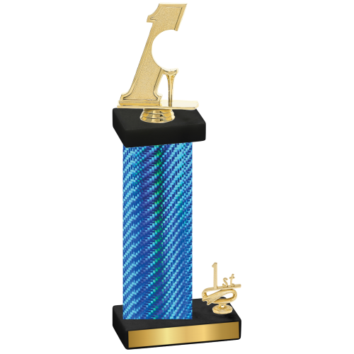 Accented Single Blue Carbon Fiber First Place Golf Trophy