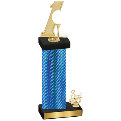 Accented Single Blue Carbon Fiber Third Place Golf Trophy