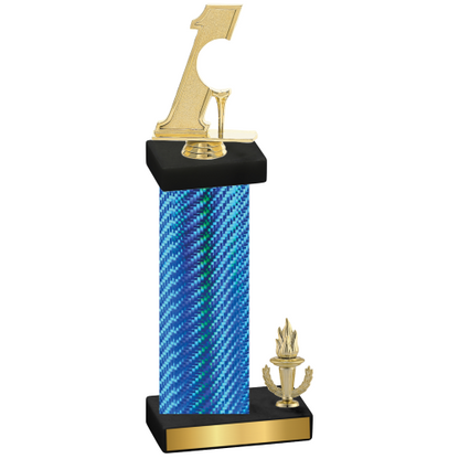 Accented Single Blue Carbon Fiber Victory Golf Trophy