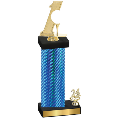 Accented Single Blue Carbon Fiber Year Golf Trophy