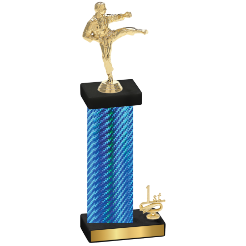 Accented Single Blue Carbon Fiber First Place Karate Trophy