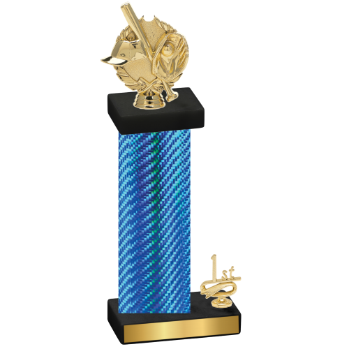 Accented Single Blue Carbon Fiber First Place Baseball Trophy