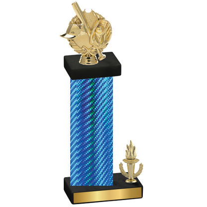 Accented Single Blue Carbon Fiber Victory Baseball Trophy