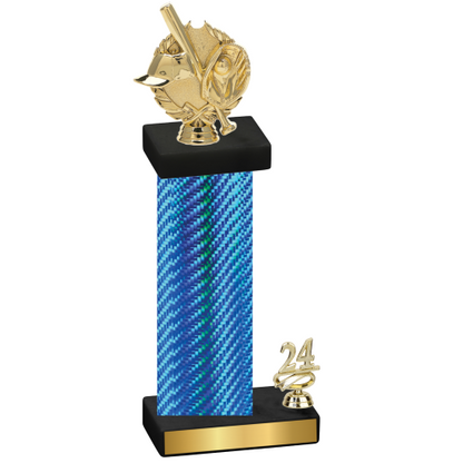 Accented Single Blue Carbon Fiber Year Baseball Trophy