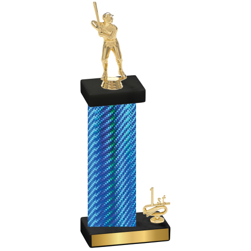 Accented Single Blue Carbon Fiber First Place Baseball Trophy