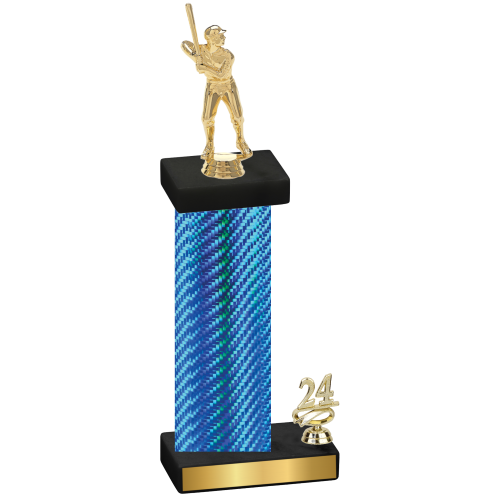 Accented Single Blue Carbon Fiber Year Baseball Trophy