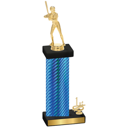 Accented Single Blue Carbon Fiber First Place Softball Trophy