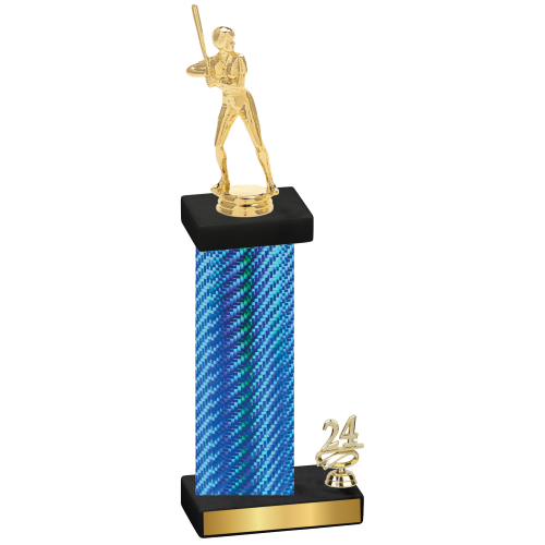 Accented Single Blue Carbon Fiber Year Softball Trophy