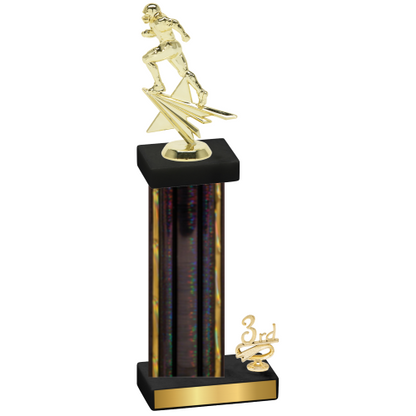 Accented Single Black Glacier Third Place Football Trophy