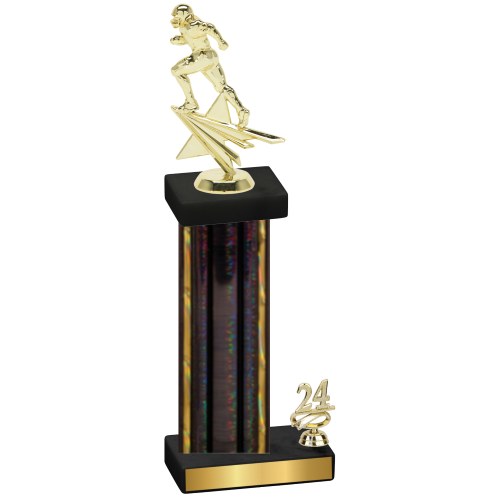 Accented Single Black Glacier Year Football Trophy
